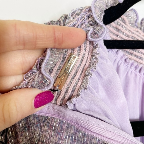 Adam Lippes New York Smocked Waist Dress in Printed Chiffon Lavender Multi NWT - Picture 5 of 12